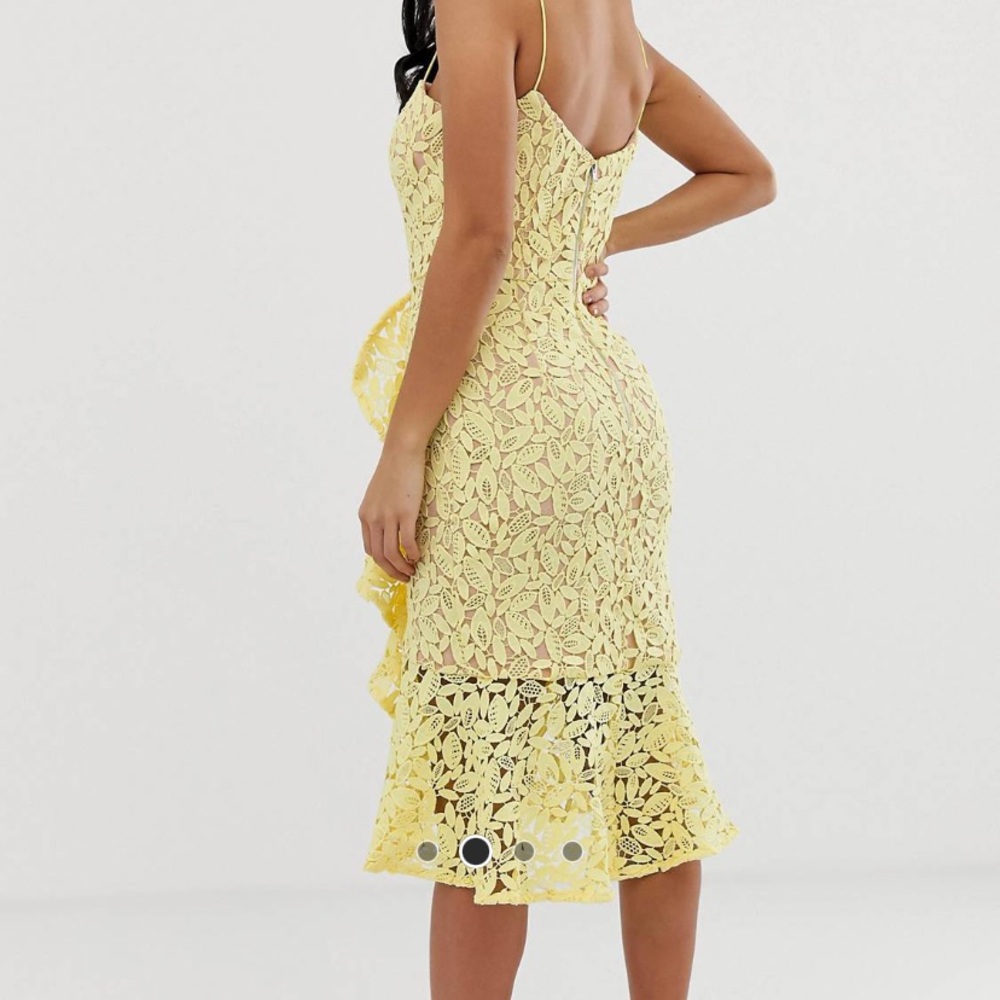 Jarlo All Over Lace Square Neck Ruffle Mini Dress